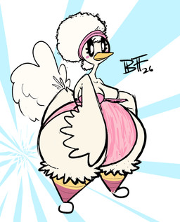accessory afro avian_butt big_butt bottom_heavy breasts butt clothing clothing_pull feathers featureless_breasts female hair_accessory hairband huge_butt huge_hips huge_thighs hyper hyper_hips hyper_thighs legwear leotard leotard_pull solo standing tail tail_feathers thick_thighs tights wide_hips berifakku avian bird chicken galliform phasianid absurd_res hi_res