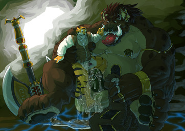 after_sex anthro armband axe balls barazoku belt biceps big_balls big_penis bodily_fluids bottomless bracelet captured cave chest_tuft claws clothed clothing double_bitted_axe duo ear_piercing erection excessive_genital_fluids excessive_precum facial_piercing fangs feet forced frenum_piercing fur genital_fluids genital_piercing genitals gold_(metal) grimace grin hindpaw humanoid_genitalia humanoid_penis imminent_rape imminent_sex intimidation it'll_never_fit jewelry larger_male leaking_precum male male/male melee_weapon messy moobs muscular muscular_male nipple_piercing nipples nose_piercing nose_ring nude open_mouth overweight pawpads paws penis penis_piercing piercing precum precum_on_balls precum_on_ground precum_on_leg precum_puddle prince_albert_piercing prison prisoner rape_face ring ring_piercing scared septum_piercing sex sitting size_difference size_play slightly_chubby smaller_male smile spread_legs spreading standing tail teeth tongue tongue_piercing tongue_stud tuft tusks warrior weapon grisser felid gnoll hyena mammal pantherine spotted_hyena tiger 2008