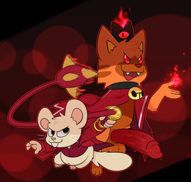 animal_genitalia animal_penis bell bell_accessory bell_collar buckteeth clothing coat collar crown fangs feline_genitalia feline_penis fire fur genitals headgear male orange_body orange_fur penile_spines penis red_eyes spike_ball tail teeth topwear trenchcoat whip crushpepper cult_of_the_lamb massive_monster_(studio) mina_the_hollower yacht_club_games oxynard pepper_(crushpepper) cricetid felid feline hamster mammal rodent absurd_res hi_res tagme