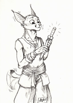 anthro armor belt bollock_dagger bottomwear clothed clothing dagger dipstick_tail ear_piercing ear_ring ear_tuft female holding_dagger holding_melee_weapon holding_object holding_weapon looking_down markings melee_weapon motion_lines pants piercing ring_piercing shirt short_tail simple_background sleeveless_shirt solo standing tail tail_markings tail_motion tailwag topwear tuft vambrace warrior weapon white_background 0laffson shadi_(0laffson) caracal caracal_(genus) felid feline mammal 2018 graphite_(artwork) signature sketch traditional_media_(artwork)