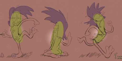anthro areola colored_nails eyelashes feet female gesture hair hand_gesture middle_finger mostly_nude nails nipples nub_tail purple_hair pussy_tape running selective_coloring simple_background small_bikini smile solo tape toes spongesquirrel44 nickelodeon rocko's_modern_life rachel_bighead amphibian frog 2021 absurd_res hi_res trans_(lore) trans_woman_(lore)