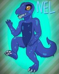 ambiguous_gender anthro big_tail blue_body claws looking_at_viewer male markings simple_background simple_eyes slime solo spots spotted_body tail toe_claws yellow_eyes unknown_artist nel_newt amphibian goo_creature humanoid newt reptile salamander scalie