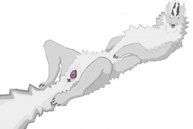 animal_genitalia animal_vulva bodily_fluids butt canine_genitalia canine_nose canine_vulva female feral feralfur fur genital_fluids genitals grey_body grey_fur horn long_body long_tail looking_at_viewer lying mane on_back pink_eyes quadruped solo spread_legs spreading tail tail_anus vaginal_fluids vaginal_fluids_on_butt vulva white_body white_fur white_mane m222 mythology dragon furred_dragon furred_scalie mythological_creature mythological_scalie scalie hi_res