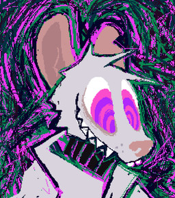 anthro clothed clothed_male clothing coat fur grey_body grey_clothing grey_coat grey_fur grey_topwear grin male purple_eyes ringed_eyes sharp_teeth smile solo spiral teeth toony topwear demensa mammal murid murine rat rodent 2025 bust_portrait digital_media_(artwork) hi_res pixel_(artwork) portrait