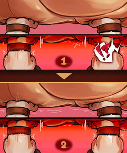 ambiguous_form ambiguous_gender anthro bracelet duo fur interrobang jewelry large_comic motion_lines number orange_body red_background simple_background tan_body tremble_spikes white_body white_fur waddledox nintendo the_legend_of_zelda link_(wolf_form) canid canine canis dodongo mammal wolf 2024 5:6 absurd_res comic digital_drawing_(artwork) digital_media_(artwork) hi_res male_(lore)