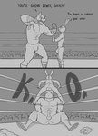 abs anthro ball_slap balls blowjob_face boots bottomwear bulge butt clothing crossed_arms dialogue domination_loss duo face_fucking fellatio fighting_ring footwear genitals hands_behind_back irrumatio k.o. male male/male mask muscular muscular_anthro muscular_male oral oral_penetration pants pecs penetration penile penis penis_in_mouth prey_dom_predator_sub sex shoes size_difference slap small_dom_big_sub sports_mask sports_tape sportswear throat_swabbing tight_bottomwear tight_clothing tight_pants wrestler wrestling_mask kostos_art instant_loss_2koma canid canine canis lagomorph leporid mammal rabbit wolf 2d_animation absurd_res animated frame_by_frame greyscale hi_res monochrome short_playtime