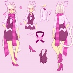 alternate_species bow_clip clothing dress female footprint footwear furrification hair high_heels pawprint pink_eyes purple_scarf ribbons scarf shirt shoes solo suit tail topwear white_clothing white_hair white_shirt white_tail white_topwear dooleedoos homestuck ms_paint_adventures roxy_lalonde animal_humanoid cat_humanoid felid felid_humanoid feline feline_humanoid humanoid mammal mammal_humanoid