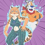 anthro breasts clothed clothing cosplay duo female kemono male mascot ekaki510 frosted_flakes jojo's_bizarre_adventure kellogg's tony_the_tiger felid mammal pantherine stand_(jjba) tiger 1:1