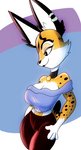 anthro breasts cleavage clothed clothing ear_piercing ear_ring female piercing ring_piercing solo solratic nintendo star_fox miyu_(star_fox) felid feline lynx mammal hi_res