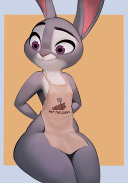 anthro apron apron_only biped border clothing countershade_face countershade_torso countershading eyebrows female fur grey_body grey_fur long_ears mostly_nude mostly_nude_anthro mostly_nude_female mouth_closed multicolored_body multicolored_fur outside_border philtrum purple_eyes simple_background sitting smile solo text text_on_apron text_on_clothing thick_thighs two_tone_body two_tone_fur white_body white_fur wide_hipped_female wide_hips qupostuv35 disney zootopia judy_hopps lagomorph leporid mammal rabbit 2022 english_text hi_res source_request unavailable_at_source