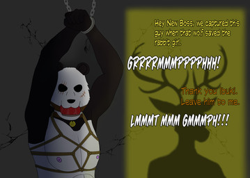 abs anthro antlers ball_gag bdsm bodily_fluids bondage bound captured chain chained collar cuff_(restraint) dog_tags drooling gag gagged handcuffed handcuffs hands_tied horn kidnapping larger_sub male metal_cuffs muscular muscular_male nipples pecs raised_arms restraints rope rope_bondage rope_harness saliva scar shackles shadow size_difference solo submissive talking_through_gag ollieotty beastars gouhin_(beastars) louis_(beastars) shishigumi_(beastars) bear cervine deer giant_panda mammal red_deer absurd_res hi_res