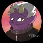 blurred_background circle clothing grin hair horn jacket lens_flare male not_furry purple_body purple_skin smile solo sunset topwear zipper fatzoimp ico_(fatzoimp) demon demon_humanoid horned_humanoid humanoid imp 1:1 2019 alpha_channel bust_portrait digital_media_(artwork) hi_res icon portrait