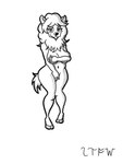 big_breasts breasts covering covering_breasts covering_crotch covering_self female front_view hooves navel nude shy solo standing tail leetheflyingwolf beastars sebun_(beastars) bovid caprine domestic_sheep mammal merino_sheep sheep 3:4 absurd_res black_and_white hi_res monochrome