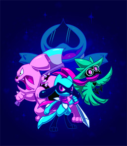 abstract_background alternate_species armband armor axe beak black_body black_feathers black_fur blue_body blue_fur blue_scales bracelet cosmic_background eyewear feathers female feral flying fur glasses group jewelry male melee_weapon open_mouth pink_body pink_fur scales scarf sharp_teeth solo spiked_armband spiked_bracelet spikes star starry_background sword teeth trio weapon lichtdrache deltarune nintendo pokemon undertale_(series) kris_(deltarune) lancer_(deltarune) ralsei susie_(deltarune) avian bird canid canine corvid corvus_(genus) crow generation_1_pokemon generation_2_pokemon generation_4_pokemon granbull mammal murkrow oscine passerine pokemon_(species) reptile riolu scalie squirtle turtle absurd_res hi_res nonbinary_(lore)