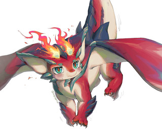 2_horns ambiguous_feral ambiguous_gender big_ears blue_body blue_ears blue_scales blue_tail blue_wings blush blush_lines bodily_fluids cheek_spikes claws eyebrows facial_spikes feral fire flaming_horn glistening glistening_eyes horn looking_at_viewer membrane_(anatomy) membranous_wings mouth_closed multicolored_body multicolored_ears multicolored_scales multicolored_tail multicolored_wings pawpads paws pink_pawpads quadruped red_body red_ears red_scales red_tail red_wings scales simple_background solo spikes spikes_(anatomy) sweat tail teal_eyebrows teal_eyes teal_spikes text white_background white_body white_inner_ear white_scales white_tail white_wings wings young young_ambiguous young_feral angrygentoo league_of_legends mythology riot_games tencent smolder_(lol) dragon imperial_dragon_(lol) mythological_creature mythological_scalie scalie 2024 5:4 artist_name digital_media_(artwork) hi_res male_(lore)