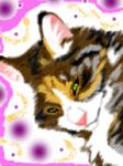 abstract_art abstract_background ambiguous_gender feral green_eyes simple_background solo darkwolfoffire domestic_cat felid feline felis mammal 3:4 headshot_portrait portrait