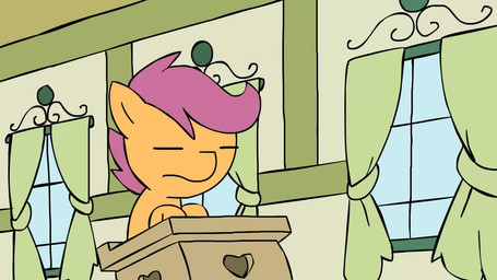 ambiguous_gender classroom cutie_mark day female feral hair hooves humor inside laugh outside purple_hair school sitting smile solo stand-up_comedy standing text toony deadlycomics friendship_is_magic hasbro my_little_pony youtube brian_regan cheerilee_(mlp) scootaloo_(mlp) earth_pony equid equine horse mammal pony 16:9 animated english_text long_playtime sound video widescreen