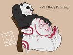 2020 anthro belly big_belly bodily_fluids body_writing bodypaint camcroc cum degradation dreamworks english_text erection genital_fluids genitals hi_res humanoid_genitalia humanoid_penis kinktober kung_fu_panda male mammal master_po_ping overweight overweight_male penis rubbing sleeping slightly_chubby solo tally_marks text unusual_tally_marks western_tally_marks writing_on_belly