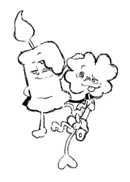 ambiguous_gender balls bdsm bondage bound candle clover_(plant) collar duo genitals male penis petplay plant roleplay smile tail clockstops3am conditional_dnp inanimate_insanity object_shows candle_(ii) clover_(ii) elemental_creature flora_fauna living_candle black_and_white hi_res monochrome
