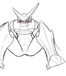 abs anthro armor blush bulge embarrassed headgear helmet male sitting spread_legs spreading heibanhikaru bandai_namco digimon digimon_(species) omegashoutmon absurd_res hi_res sketch