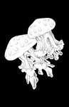 ambiguous_gender armless black_background duo earless eyeless feral legless markings mouthless noseless simple_background spots spotted_body white_body iliothermia cnidarian jellyfish marine medusozoan 2023 monochrome