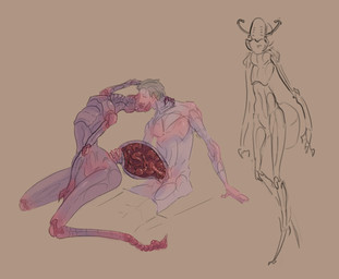 2_toes 3_fingers 5_fingers ambiguous_gender antennae_(anatomy) anthro arthropod_abdomen arthropod_abdomen_penetration blush brown_hair claw_fingers claws duo exoskeleton feet female female_anthro fingers from_behind_position hair internal interspecies kissing larger_anthro larger_female male male/ambiguous male_human male_on_anthro penetration penile penile_penetration pink_body purple_body sex size_difference smaller_human toe_claws toes upside_down_kiss white_body x-ray_view skinnedteeth arthropod human insect mammal absurd_res hi_res