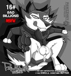 anthro anus balls bottomless butt clothed clothing genitals knot looking_at_viewer male paws penis presenting raised_paw solo text tongue tongue_out pawzzhky dreamworks kipo_and_the_age_of_wonderbeasts mythology netflix bad_billions_(kipo) canid canine canis mammal mythological_canine mythological_creature werecanid werecanine werecreature werewolf wolf 2021 absurd_res english_text hi_res