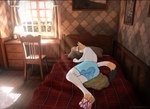 anthro barefoot bed bedroom bedwetting blue_boxers blue_clothing blue_underwear bodily_fluids boxer_briefs boxer_briefs_only boxers_(clothing) chair clothed clothing desk feet furniture genital_fluids head_tuft male omorashi painting pawpads relieved shirtless sleeping solo table tail topless tuft underwear underwear_only urine urine_pool wetting wetting_bottomwear window crescentcanine toast_(extraspicycat) calico_cat domestic_cat felid feline felis mammal hi_res