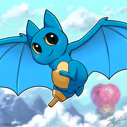 amputee anthro bat_ears bat_wings black_body black_eyes black_fur blue_ears blue_wings cloud day disability female flying fur genitals looking_at_viewer membrane_(anatomy) membranous_wings nude semi-anthro sky smile solo vulva wings yellow_body zeklullaby cartoon_network mao_mao:_heroes_of_pure_heart adorabat bat mammal 1:1 2020 alternate_version_at_paywall hi_res signature