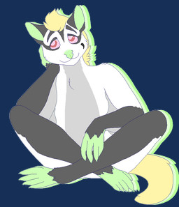anthro arm_support black_body black_eyebrows black_fur blonde_hair crossed_legs crosslegged_pose eyebrows fur green_body green_inner_ear green_nose green_skin hair leaning_on_elbow male membrane_(anatomy) nude pink_pupils pink_sclera pupils red_eyes sitting smile solo tail translucent translucent_hair white_body white_fur yellow_tail sebdoggo australian_possum mammal marsupial petaurid sugar_glider 2018 aliasing alpha_channel digital_drawing_(artwork) digital_media_(artwork) flat_colors full-length_portrait microsoft_paint_(artwork) portrait