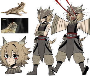 blood bodily_fluids clothed clothing creature_and_personification crying_blood female hair looking_at_viewer photo_reference reference_inset simple_background solo tail white_background gegegekman lizard reptile scalie 2023 hi_res reference_image