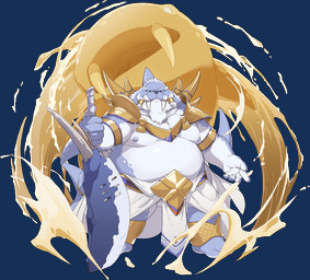 anthro armband armor belly blue_body blue_eyes blue_fur bottomwear clothing countershading drapery_(clothing) fur gold_(metal) gold_armor holding_melee_weapon holding_object holding_sword holding_weapon light loincloth looking_at_viewer male melee_weapon moobs multicolored_body nipples overweight overweight_male pauldron solo splash_art standing sword tusks waist_accessory weapon white_body white_clothing kmd023 crave_saga jiubei_(crave_saga) aquatic mammal pinniped walrus 2026 alpha_channel colored digital_drawing_(artwork) digital_media_(artwork) hi_res lighting official_art shaded