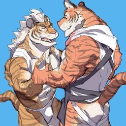 abs anthro apron back biceps big_muscles brown_fur bulge butt clothing couple duo eyes_closed fangs feline fundoshi fur hair hand_holding japanese_clothing jockstrap kemono kimono male male/male mammal markings muscles necklace open_mouth orange_fur pecs standing stripes tan_fur teeth tiger toned tongue underwear whiskers white_fur white_hair ちゅん
Rating: Questionable
Score: 1
User: Boku_no_Furfag
Date: January 13, 2014 abs anthro apron back biceps big_muscles brown_fur bulge butt clothing couple duo eyes_closed fangs feline fundoshi fur hair hand_holding japanese_clothing jockstrap kemono kimono male male/male mammal markings muscles necklace open_mouth orange_fur pecs standing stripes tan_fur teeth tiger toned tongue underwear whiskers white_fur white_hair ちゅん
Rating: Questionable
Score: 1
User: Boku_no_Furfag
Date: January 13, 2014