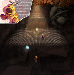 cave eyes_closed facial_hair flower heart_symbol light light_beam male mustache open_mouth plant sculpture smile star statue sunbeam sunlight text tiny-huge_island yellow_body ratedeart mario_bros nintendo super_mario_64 power_star arthropod caterpillar human insect larva mammal wiggler_(mario) english_text hi_res