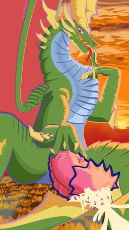 big_penis bodily_fluids cum ejaculation feral genital_fluids genitals green_body hand_on_penis horn licking looking_at_viewer male penis self_lick sitting sitting_on_ground solo sunset tongue tongue_out yellow_horn zenaimizuchi capcom monster_hunter mythology dragon elder_dragon guanzorumu mythological_creature mythological_scalie scalie 4k 9:16 absurd_res digital_media_(artwork) hi_res