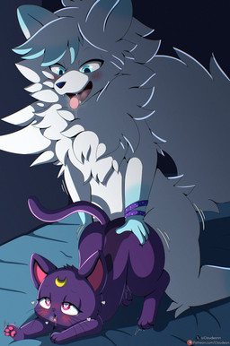 ambiguous_penetration anthro anthro_on_feral anthro_penetrating anthro_penetrating_feral ass_up bestiality blue_eyes blush bodily_fluids butt drooling duo female female_penetrated feral feral_penetrated fluffy fluffy_tail heart_eyes heart_symbol larger_anthro larger_male looking_pleasured male male/female male_penetrating male_penetrating_female neck_tuft penetration penile penile_penetration quadruped saliva sex size_difference smaller_female smaller_feral smaller_penetrated tail tongue tongue_out tuft cloudeon sailor_moon_(series) luna_(sailor_moon) canid canine domestic_cat felid feline felis mammal absurd_res hi_res