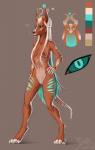 anthro breasts female genitals horn looking_at_viewer nipples nude pussy solo wide_hips adeloo canid canine canis jackal mammal hi_res model_sheet