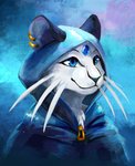 blue_eyes ear_piercing ear_ring fur piercing ring_piercing smile solo whiskers lostipants plive nintendo pokemon maka_(anthemoftears) generation_1_pokemon persian_(pokemon) pokemon_(species) hi_res portrait