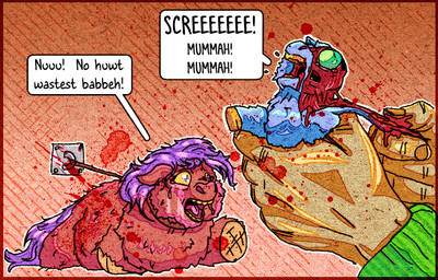 abuse ambiguous_feral ambiguous_gender ambiguous_human amputee animal_abuse baby_talk blood blue_body blue_fur bodily_fluids clothing collar crying dialogue disability duo_focus face_torture feral flayed fur gore green_clothing green_sclera green_topwear group hair helpless holding_another leash leashed_collar lying missing_leg missing_limb mostly_offscreen_character neonate on_front open_mouth pain pained_expression purple_hair purple_tail red_body red_fur restrained screaming skinless skinning suffering tail tan_body tan_skin tears text topwear torture trio yellow_sclera young young_ambiguous young_feral coronaryheatingprocedure spacefluff fluffy_pony fluffy_pony_(species) human mammal 2022 digital_media_(artwork) english_description english_text