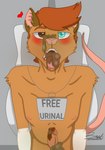 ambiguous_gender anthro bathroom blue_eyes blush brown_body brown_eyes brown_fur circumcised coprophilic_intercourse dominant dominant_pov eating_feces feces feces_in_mouth feces_on_body feces_on_face feces_on_penis first_person_view free_use fur genitals hair heart_symbol heterochromia high-angle_view humanoid_genitalia humanoid_penis looking_at_viewer looking_pleasured male markings nipples open_mouth orange_body orange_fur orange_hair penis prepared public public_nudity public_restroom public_use scatplay solo submissive submissive_male toilet_slave tongue tongue_out urinal white_body white_fur white_markings zer0rebel4 timothy_(zer0rebel4) american_opossum mammal marsupial 2022 absurd_res digital_drawing_(artwork) digital_media_(artwork) hi_res