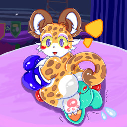 big_butt boxing boxing_gloves butt clothing duo face_in_ass feet female handwear paws soles sport thick_thighs wide_hips aramatchan kirby_(series) nintendo clawroline elfilin felid leopard mammal pantherine 1:1 absurd_res hi_res