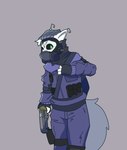 antennae_(anatomy) anthro black_sclera clothing digital_coloring gas_mask_only gloves gun handwear jumpsuit male oversized_clothing ranged_weapon solo straps tail weapon apollo_caelum_(artist) hijackerdraws mythology apollo_caelum alien dragon mythological_creature mythological_scalie scalie hi_res