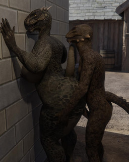 against_surface against_wall alley ambiguous_penetration anthro anthro_on_anthro anthro_penetrated anthro_penetrating anthro_penetrating_anthro balls big_breasts big_butt bodyguard_position breast_squish breasts butt butt_jiggle curvy_figure day duo female female_penetrated from_behind_position genitals green_body green_scales hands_on_wall hip_grab horn huge_butt jiggling looking_back looking_pleasured male male/female male_penetrating nipples non-mammal_breasts non-mammal_nipples nude open_mouth orange_body orange_scales outside penetration penile penis raised_tail scales sex side_view squish standing standing_sex tail thick_thighs tongue voluptuous wide_hips zenith741 microsoft the_elder_scrolls argonian scalie 2022 3d_(artwork) 3d_animation 4:5 animated digital_media_(artwork) hi_res loop no_sound short_playtime video