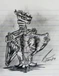 cog damage endoskeleton hollow_body machine male missing_lower_body not_furry solo unusual_anatomy 451kitkat android robot 2014 graphite_(artwork) greyscale monochrome traditional_media_(artwork)