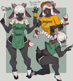 2_horns 5_fingers accessory anthro apron baseball_cap biped black_body black_fur bottomwear bow_ribbon braided_hair breasts butt clothed clothed_anthro clothed_female clothing cloven_hooves comb dialogue female fingers front_view fully_clothed fully_clothed_anthro fully_clothed_female fur geometric_background hair hair_accessory hair_bow hair_over_eyes hair_ribbon hat headgear headwear holding_object holding_scissors hooves horn long_hair open_mouth open_smile ribbons scissors shirt shorts simple_background smile solo standing tail text text_on_apron text_on_clothing text_on_shirt text_on_topwear tongue topwear unguligrade white_hair flowerpigeon73 bovid caprine goat mammal 2026 absurd_res digital_drawing_(artwork) digital_media_(artwork) english_text hi_res korean_text