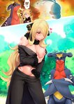 ambiguous_gender angry blush bodily_fluids body_swap breast_grab breasts clothing exclamation_point female group hand_on_breast heart_symbol human_focus masturbation navel nipples not_furry_focus one_breast_out pokemon_champion sweat trio underwear thanabis nintendo pokemon cynthia_(pokemon) pokemon_trainer garchomp generation_4_pokemon human legendary_pokemon mammal manaphy pokemon_(species)