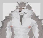 abs anthro beard black_nose brown_body brown_fur eyebrows facial_hair fur male multicolored_body multicolored_fur muscular muscular_anthro muscular_male nipples pecs solo thick_eyebrows two_tone_body two_tone_fur white_body white_eyebrows white_fur yellow_eyes hoang_nguyen sdorica law_(sdorica) canid canine canis mammal wolf colored hi_res