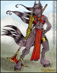 akos anklet anthro armor bottomwear clothed clothing crotch_apron female hooves horseshoe jewelry loincloth melee_weapon midriff polearm pose rangers scythe skimpy solo tail weapon cybercat equid equine horse mammal 2008