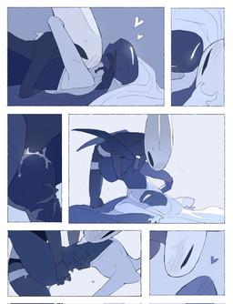 anthro bed bedroom bedroom_sex biped black_body black_eyes blush blush_lines bodily_fluids border bottomless bottomless_female bottomless_humanoid breath carry_position carrying_another carrying_partner chest_lick clothed clothing detailed_background dildo dildo_in_vagina dildo_insertion duo empty_eyes eye_contact female female/female female_anthro female_humanoid furniture genital_fluids genitals hair hair_down hand_on_head heart_symbol holding_partner hug hugging_another humanoid_on_anthro inside kneeling long_hair looking_at_another looking_at_partner looking_pleasured mouthless neck_kiss nude nude_anthro nude_female on_bed open_mouth penetration sex sex_toy sex_toy_in_vagina sex_toy_insertion strapon strapon_in_pussy strapon_sex sweat sweatdrop tongue tongue_out toying_partner vaginal vaginal_fluid_string vaginal_fluids vaginal_fluids_on_leg vaginal_penetration vulva white_body white_border white_eyes white_hair white_vulva justdog hollow_knight:_silksong hollow_knight_(franchise) team_cherry hornet_(hollow_knight) lace_(hollow_knight:_silksong) arthropod humanoid 2025 comic digital_drawing_(artwork) digital_media_(artwork) hi_res