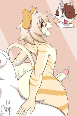 5_fingers anthro anthro_on_anthro anthro_penetrated anthro_penetrating anthro_penetrating_anthro balls belly big_butt big_penis blonde_hair bodily_fluids brown_eyes brown_hair butt chair_position cheek_tuft curvy_figure cutaway duo erection facial_tuft femboy fingers from_behind_position fur genitals glans glistening glistening_body glistening_butt glistening_eyes glistening_genitalia glistening_glans glistening_nipples glistening_penis glistening_skin hair hand_on_leg hand_on_thigh heart_eyes heart_symbol huge_butt huge_thighs humanoid_genitalia humanoid_hands humanoid_penis light long_tail looking_at_another looking_back looking_back_at_another male male/male male_penetrated male_penetrating male_penetrating_male narrowed_eyes navel nipple_piercing nipples nude open_mouth pear-shaped_figure pecs penetration penile penis piercing pink_nipples pink_tongue pupils sex simple_background smile striped_body stripes tail tan_body tan_tail text thick_thighs tongue tuft two_tone_tail white_body white_fur white_sclera wide_hips yellow_body yellow_fur yellow_stripes yellow_tail chapsan connor_(cks_nsfw) finn_(itsjay) canid canine canis felid feline felis lion mammal pantherine wolf 2025 2:3 absurd_res artist_name colored digital_drawing_(artwork) digital_media_(artwork) english_text hi_res lighting shaded signature